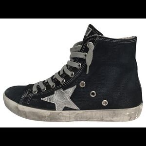 Golden Goose - Navy and Silver Canvas Francy Sneakers (37)